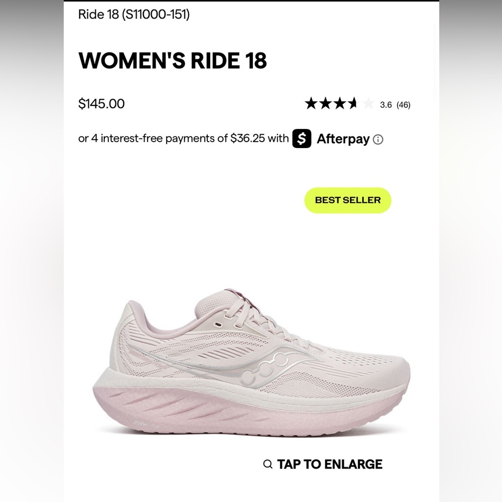 Saucony Pink and White Running Sneakers